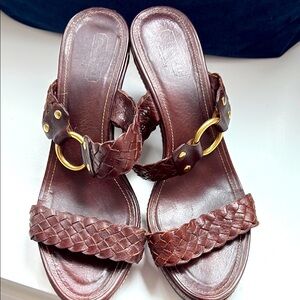 Coach Brown Woven Leather Sandals size 9